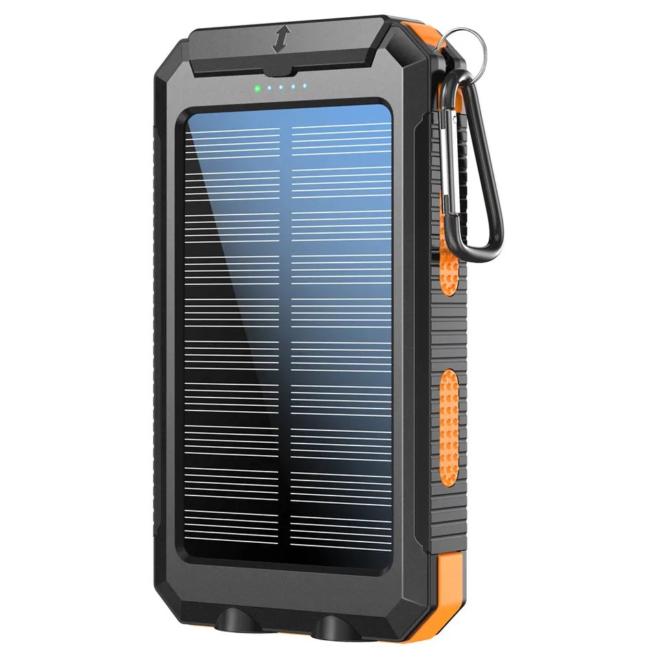 Solar charger power bank built in Compass waterproof 20000mAh mobile solar power bank charger