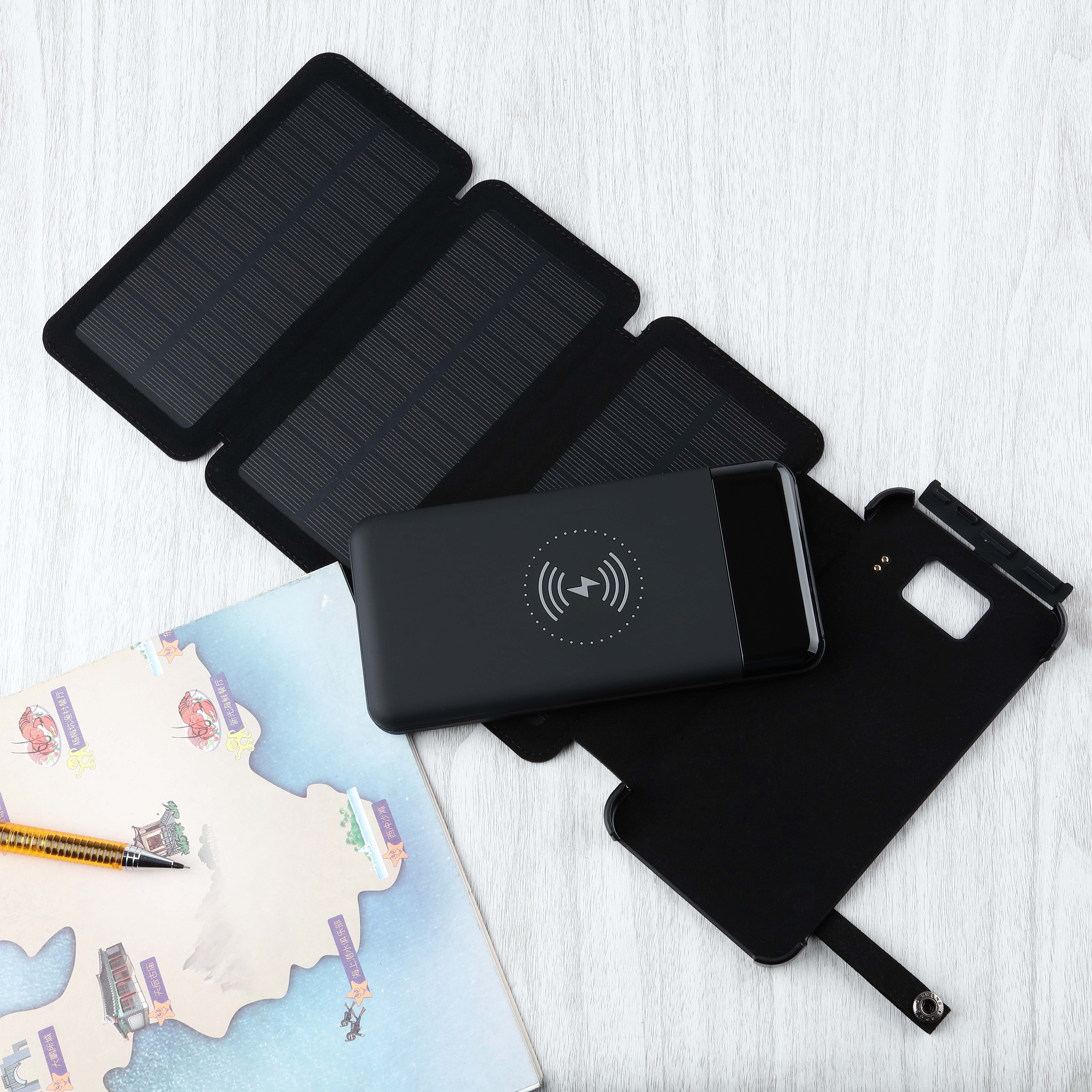 10000 mah Wireless Portable Charger Solar Power Bank Cell Phone Mobile Supply Foldable Solar Panel Powerbank 10000mah