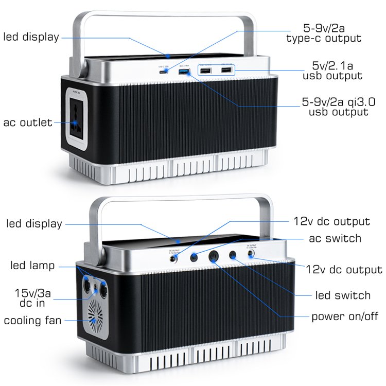 Professional Manufacturer Portable Solar Generator 60000mah Power Bank Station 200w