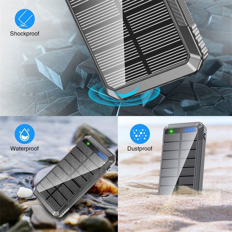 fast charging power bank solar wireless mini solar energy power bank 30000mah solar charger power bank