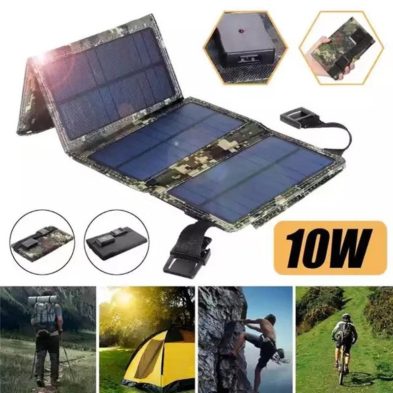 2024 Popular Intelligent High Efficiency Cheap 10W Portable Foldable Solar Phone Charger Solar Panel For Outdoor Camping Hiking