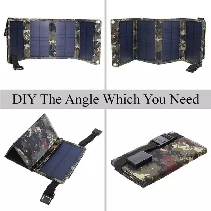 2024 Popular Intelligent High Efficiency Cheap 10W Portable Foldable Solar Phone Charger Solar Panel For Outdoor Camping Hiking