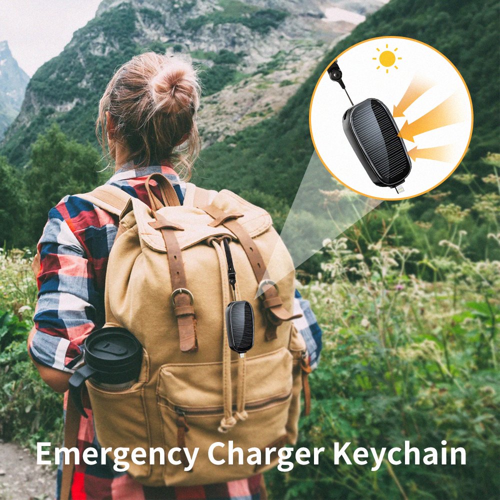 Wholesale Mini Solar Keychain emergency power banks 1200 mAh For phone Android Mobile Phones Compact Solar Pocket Power Charger