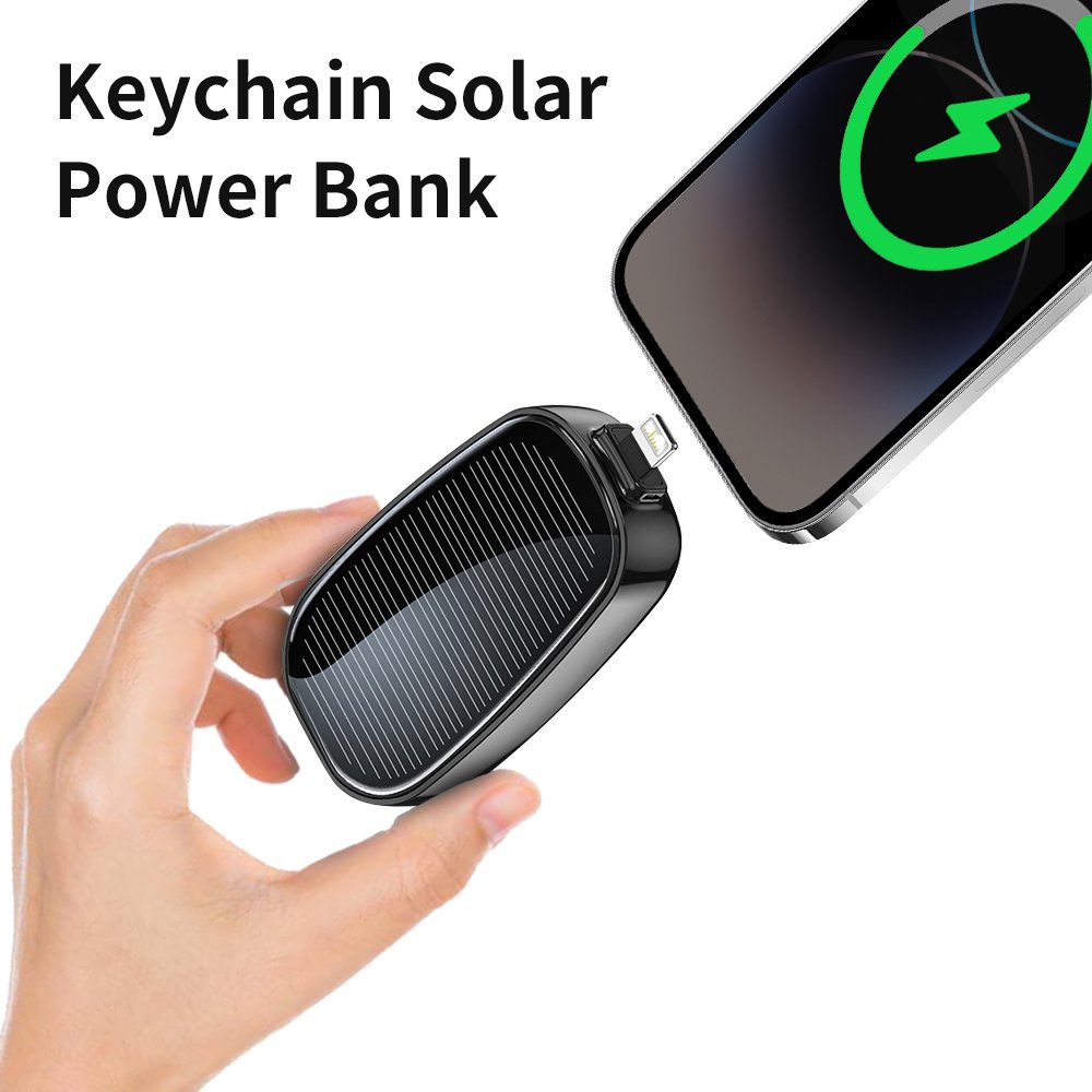 Wholesale Mini Solar Keychain emergency power banks 1200 mAh For phone Android Mobile Phones Compact Solar Pocket Power Charger