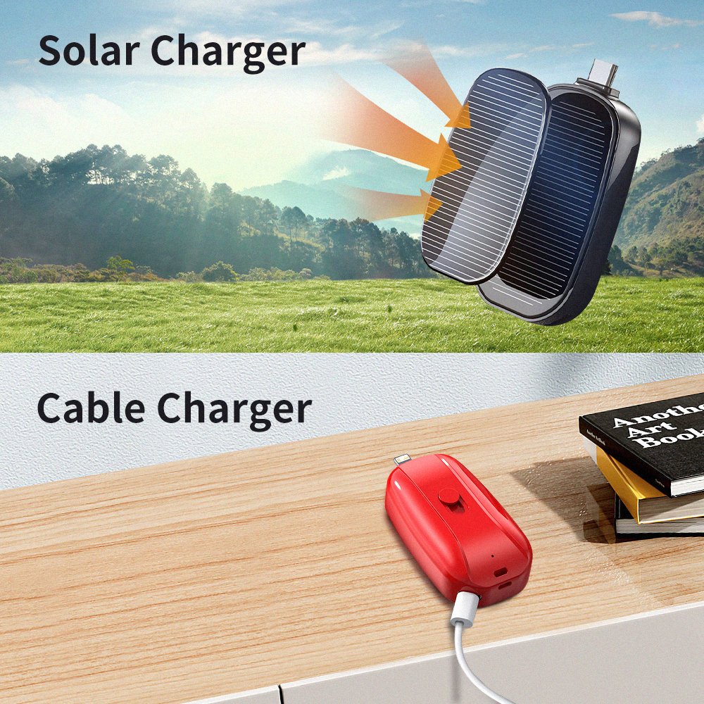 Wholesale Mini Solar Keychain emergency power banks 1200 mAh For phone Android Mobile Phones Compact Solar Pocket Power Charger