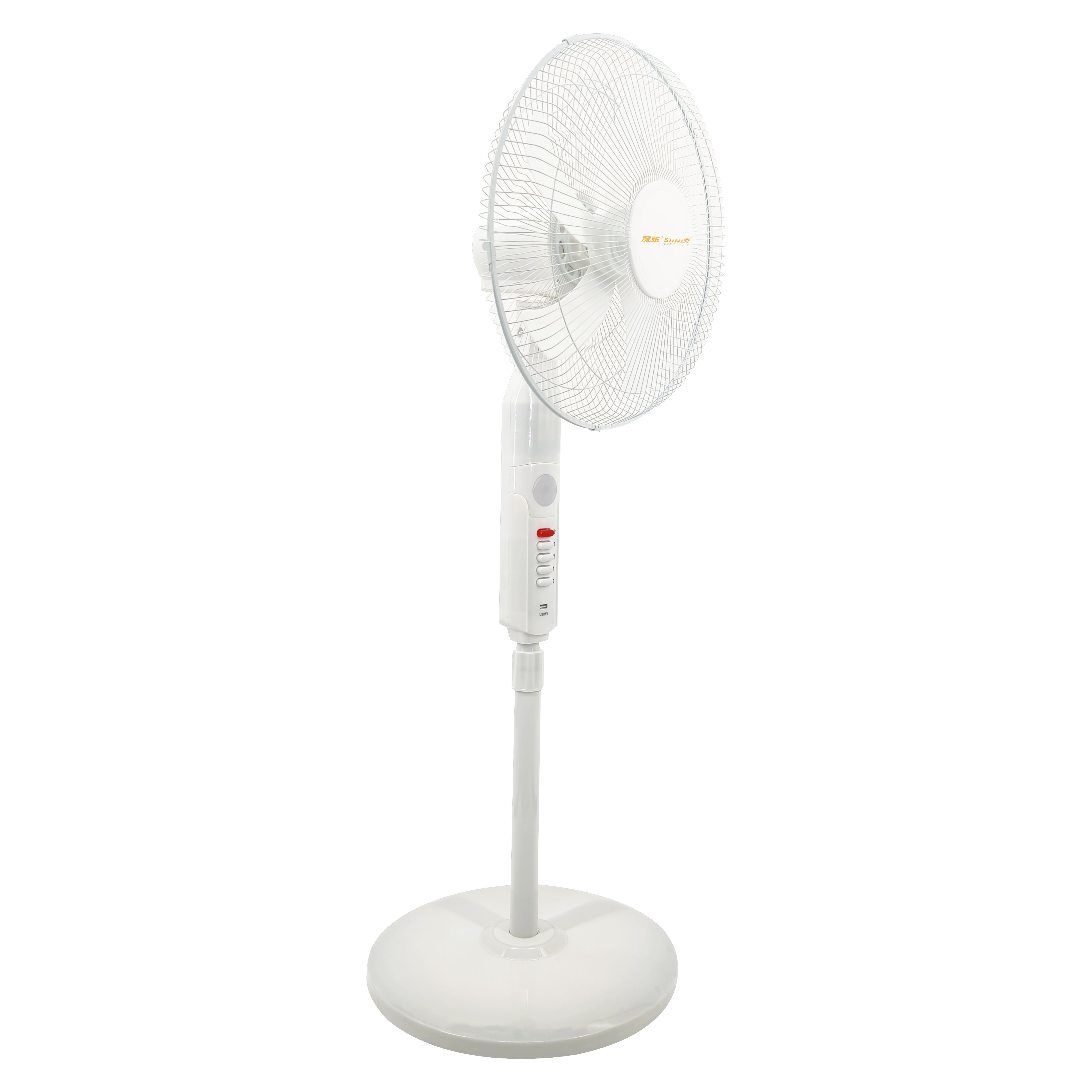 Solar Fan Stand Fan 16 inches AC/DC Dual Power Rechargeable Solar Electric Fan with Panel and LED Light