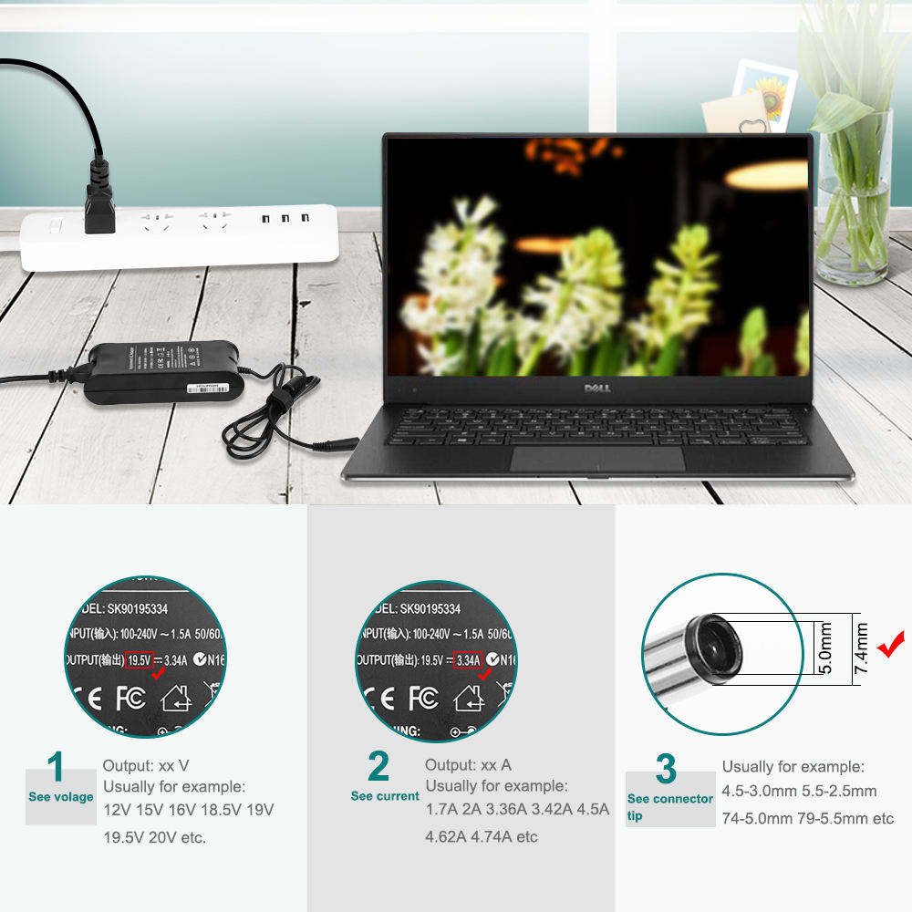 New AC Adapter Charger Power For Dell 19.5v 2.31A 45w XPS 12 13 15 9350 9360 9333 L321X L322X 17 Series laptop adapter charger
