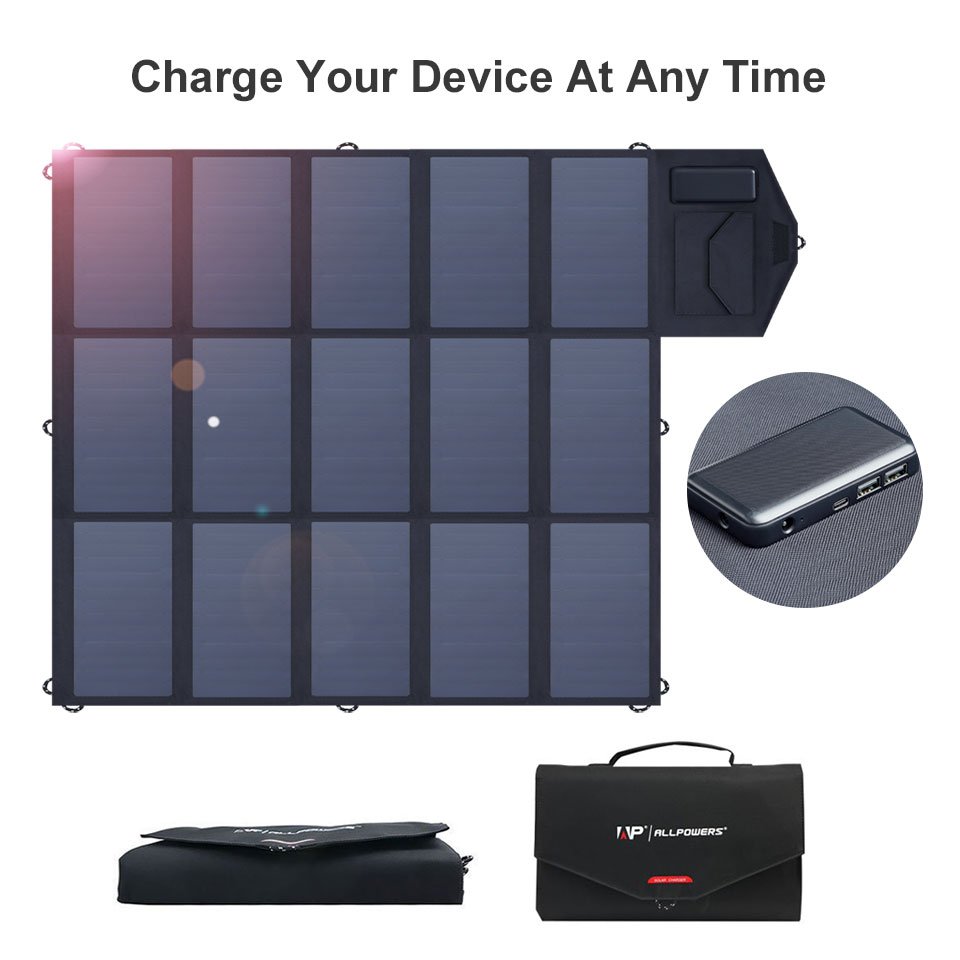 ALLPOWERS Portable Solar Panel 100W (Dual 5v USB with 18v DC Output) Mono Solar Charger Foldable Solar Panel for Laptop