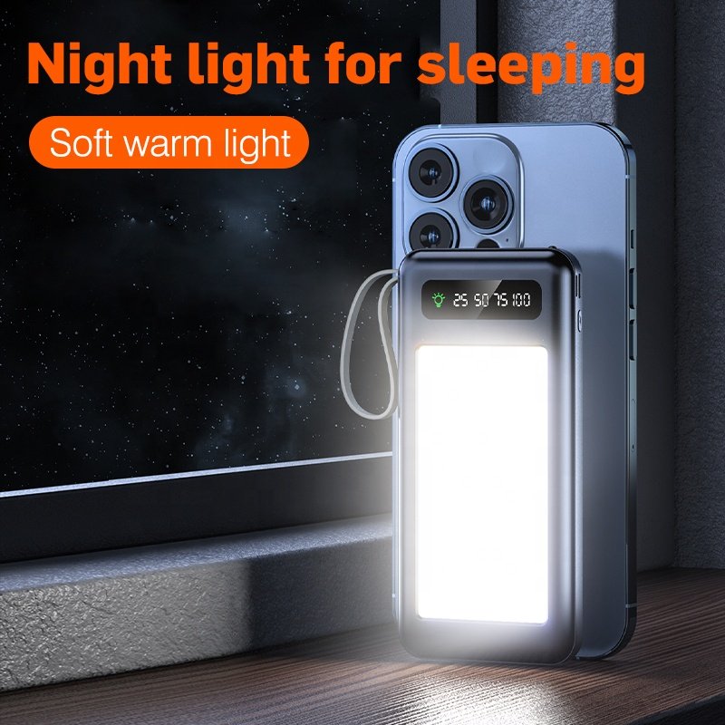 Portable power station 3 in 1 With Mobile Phone Holder Double Usb Output Built-in 4 Cable 20000 mah Solar Power bank For Outdoor
