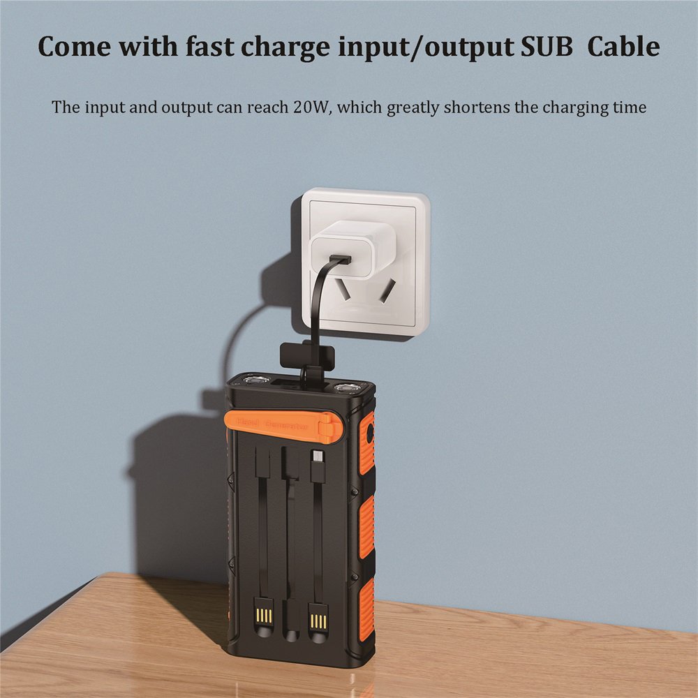 New Waterproof Solar Power Bank 30000mAh Hand Crank Emergency Solar Charger Powerbank for Storm hits , earthquake