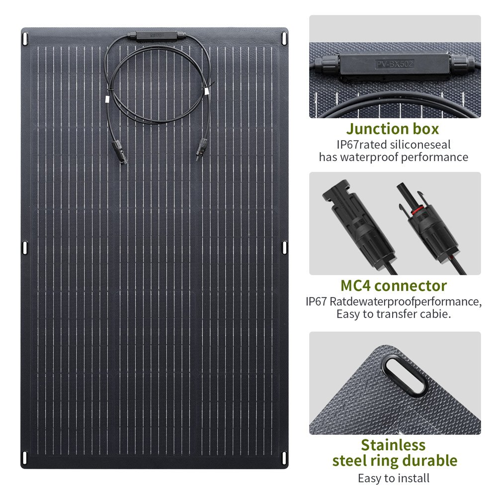 100W Flexible Solar Panel Kit with Charge Controller with High Efficiency 100W Flexible Solar Panel ETFE Solar Cell Kit