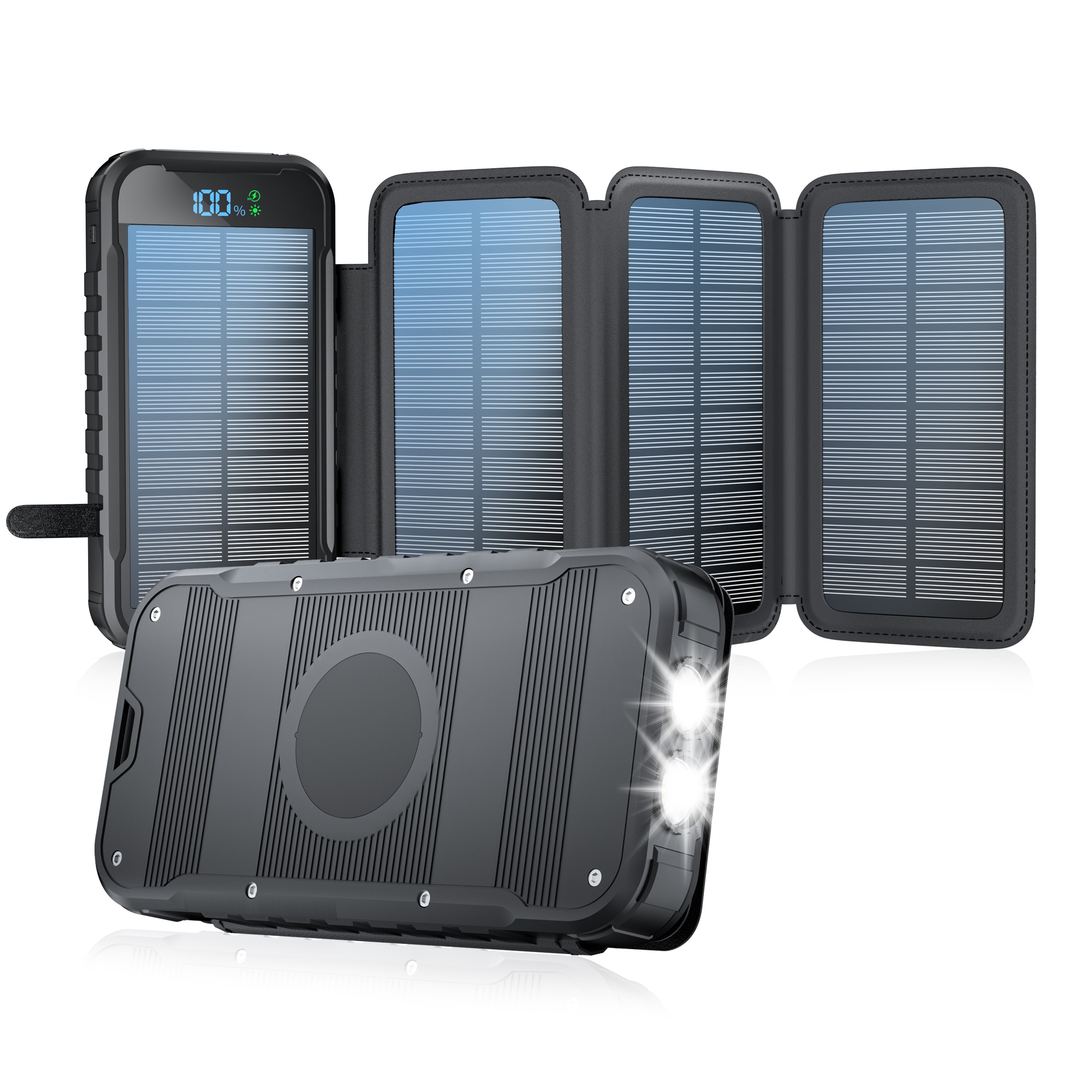 2024 Best Selling Products Original Factory Large Capacity 27000mAh Outdoor Portable Digital Display Foldable Solar Power Bank