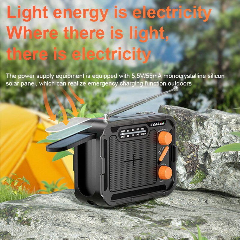 Large Capacity 5000mah Portable Solar Power Bank Multifunctional Display Charging for Outdoor Emergency Mobile Charger