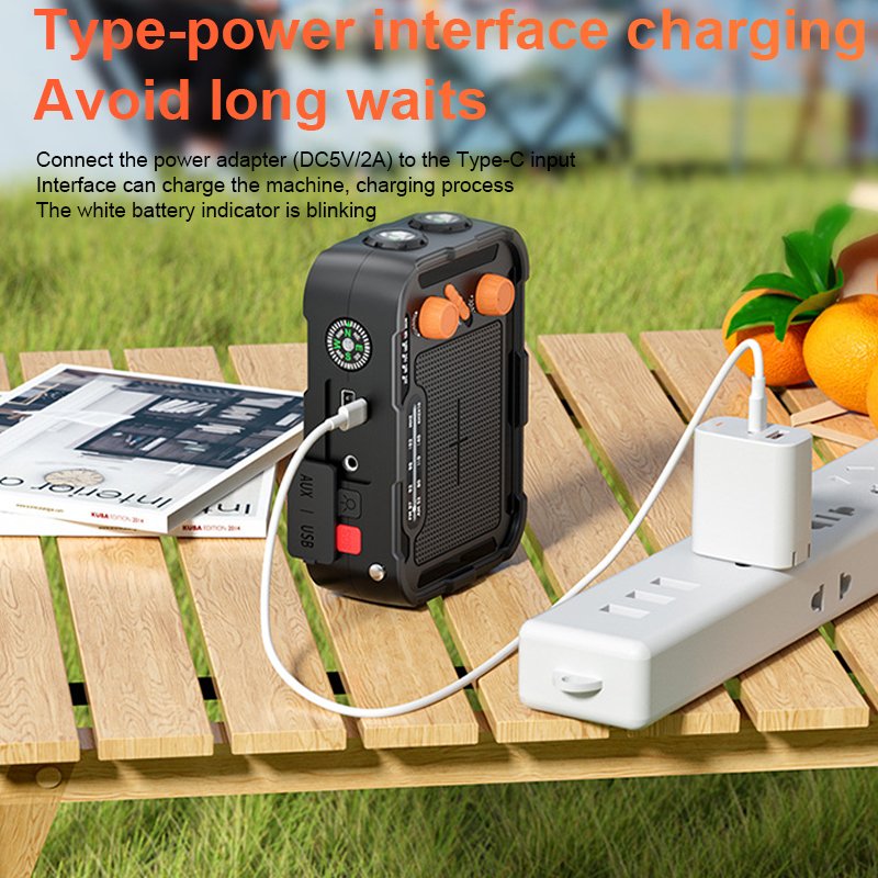 Large Capacity 5000mah Portable Solar Power Bank Multifunctional Display Charging for Outdoor Emergency Mobile Charger