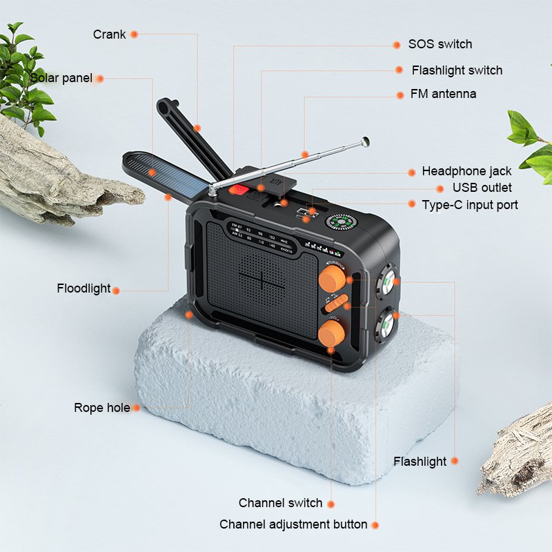 Large Capacity 5000mah Portable Solar Power Bank Multifunctional Display Charging for Outdoor Emergency Mobile Charger