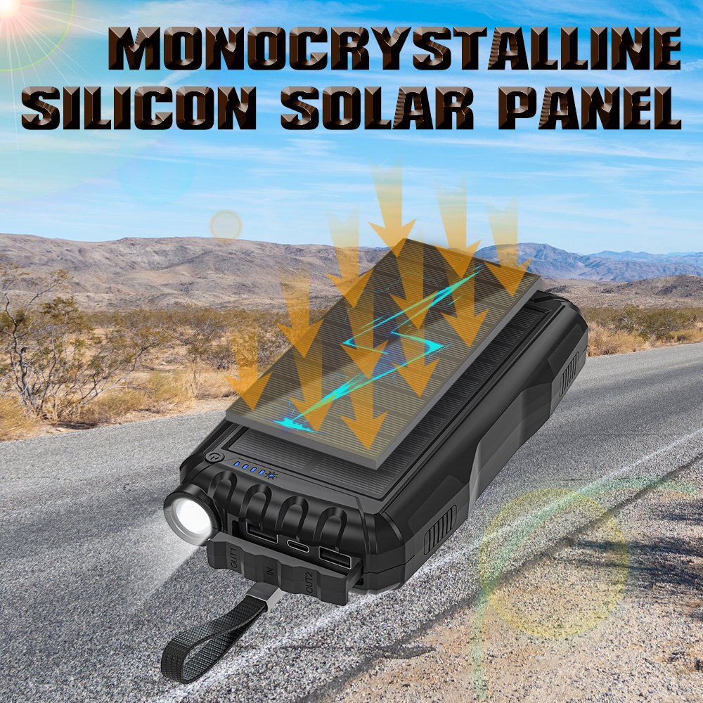 Maimi outdoor portable solar charger power bank 40000mah for mobile phone fast charge led flashlight waterproof solar powerbank