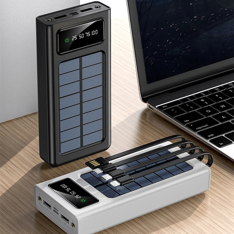 Trending Product High Capacity Outdoor Flashlight Solar Powerbank Mobile Power Supply 30000mah Solar Panel Charger Power Bank