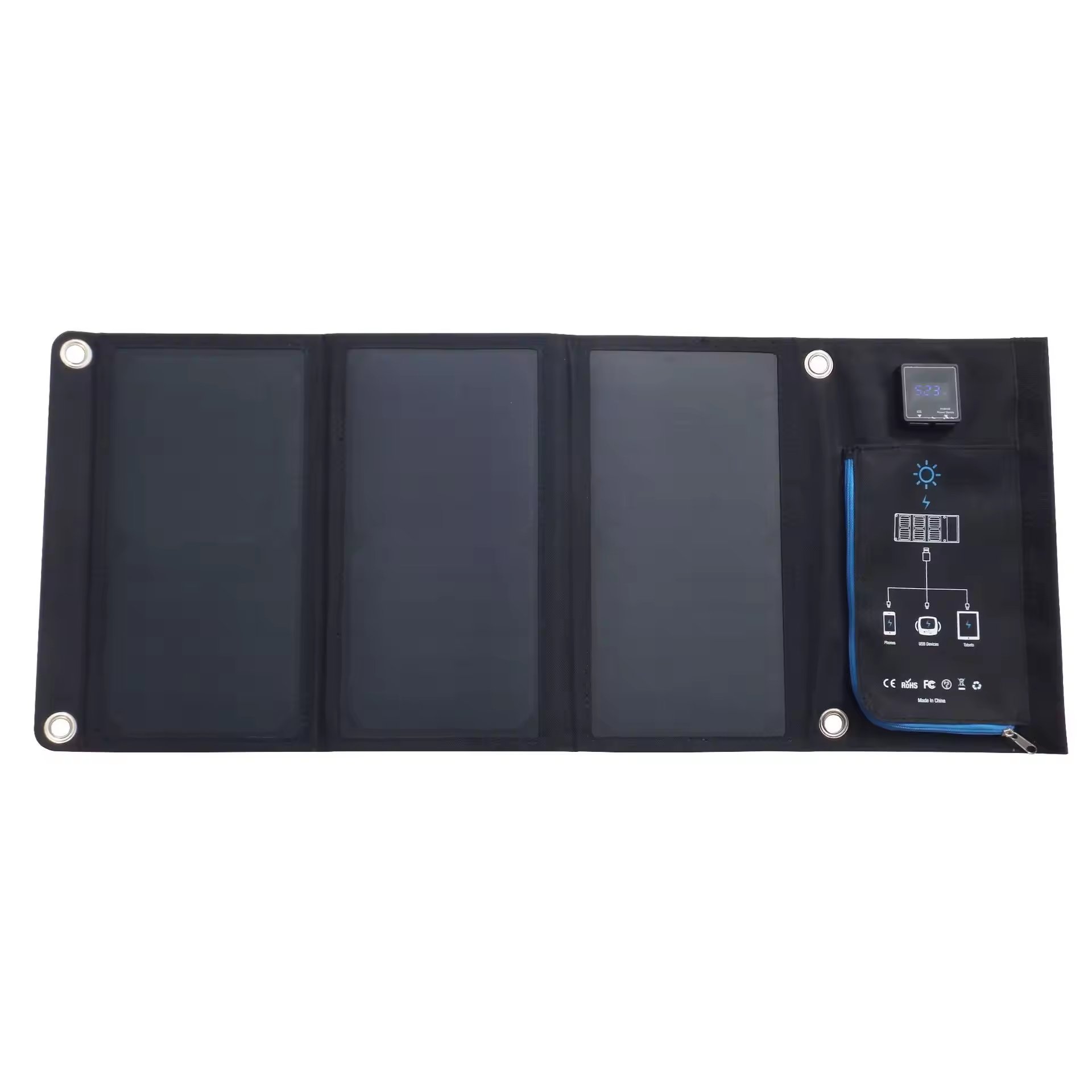 2024 wholesaleCustomized 30W Portable Foldable Solar Panel Charger Mobile Power Source for Cell Phone and Laptop Charging