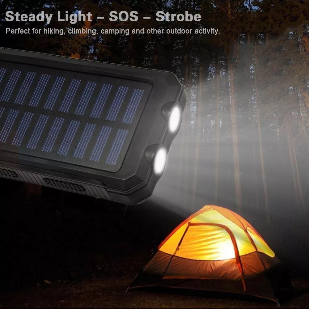 Shenzhen Free Logo Adding Portable Solar Power Bank Waterproof Powerbank 10000Mah Charger With Led Light 2024