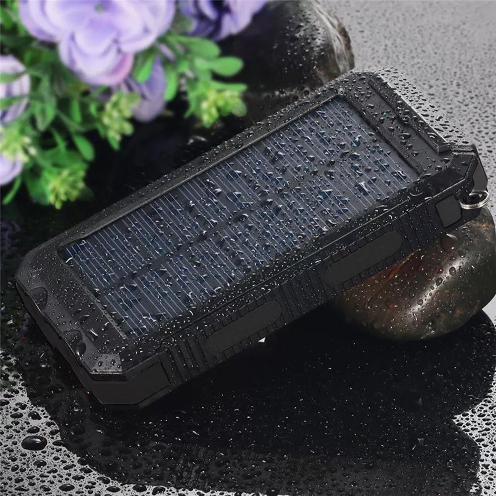 Shenzhen Free Logo Adding Portable Solar Power Bank Waterproof Powerbank 10000Mah Charger With Led Light 2024