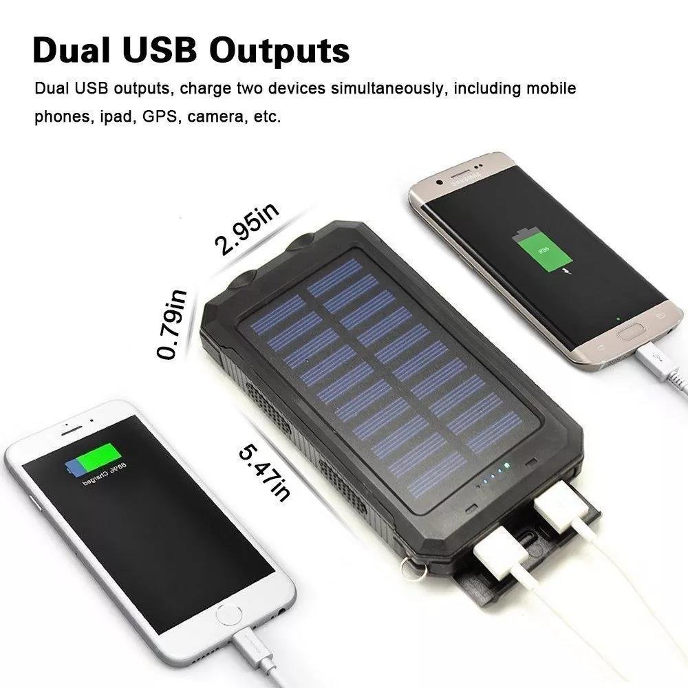 Shenzhen Free Logo Adding Portable Solar Power Bank Waterproof Powerbank 10000Mah Charger With Led Light 2024