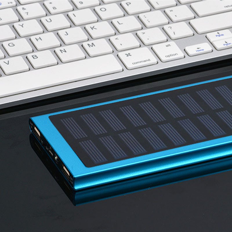 Slim Aluminium Alloy Solar Power Bank For Mobile Phone charger 10000mAh portable external backup battery power bank 20000mah