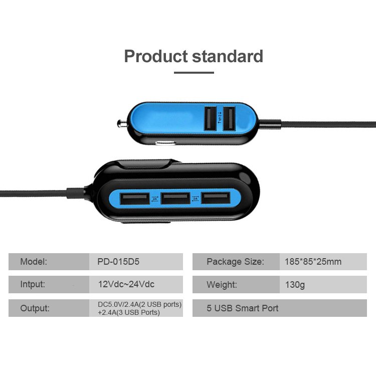 Hot Selling Mobile Accessories 2a phone charger car charger 3.0 with 5 USB Ports