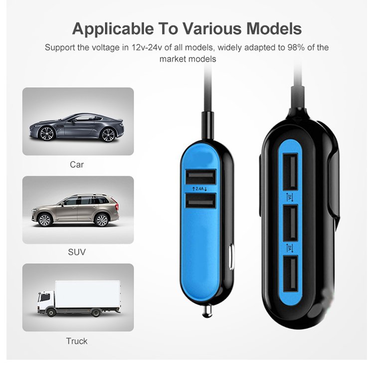 Hot Selling Mobile Accessories 2a phone charger car charger 3.0 with 5 USB Ports