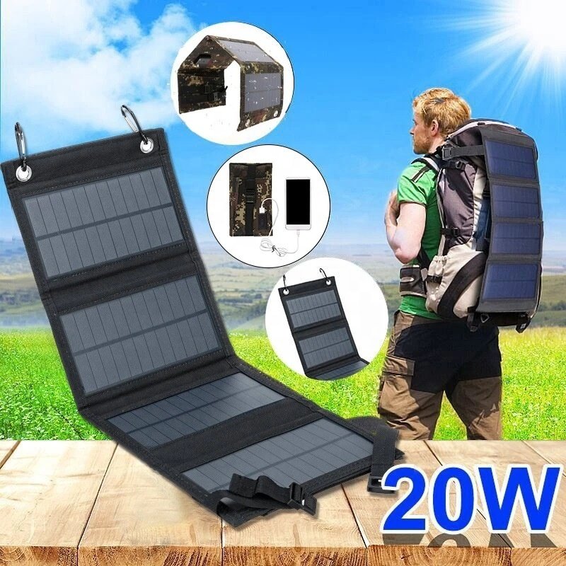 20W Foldable Portable Solar Blanket Small Solar Charging For Mobile Phone Folding Solar Panel With USB Mini