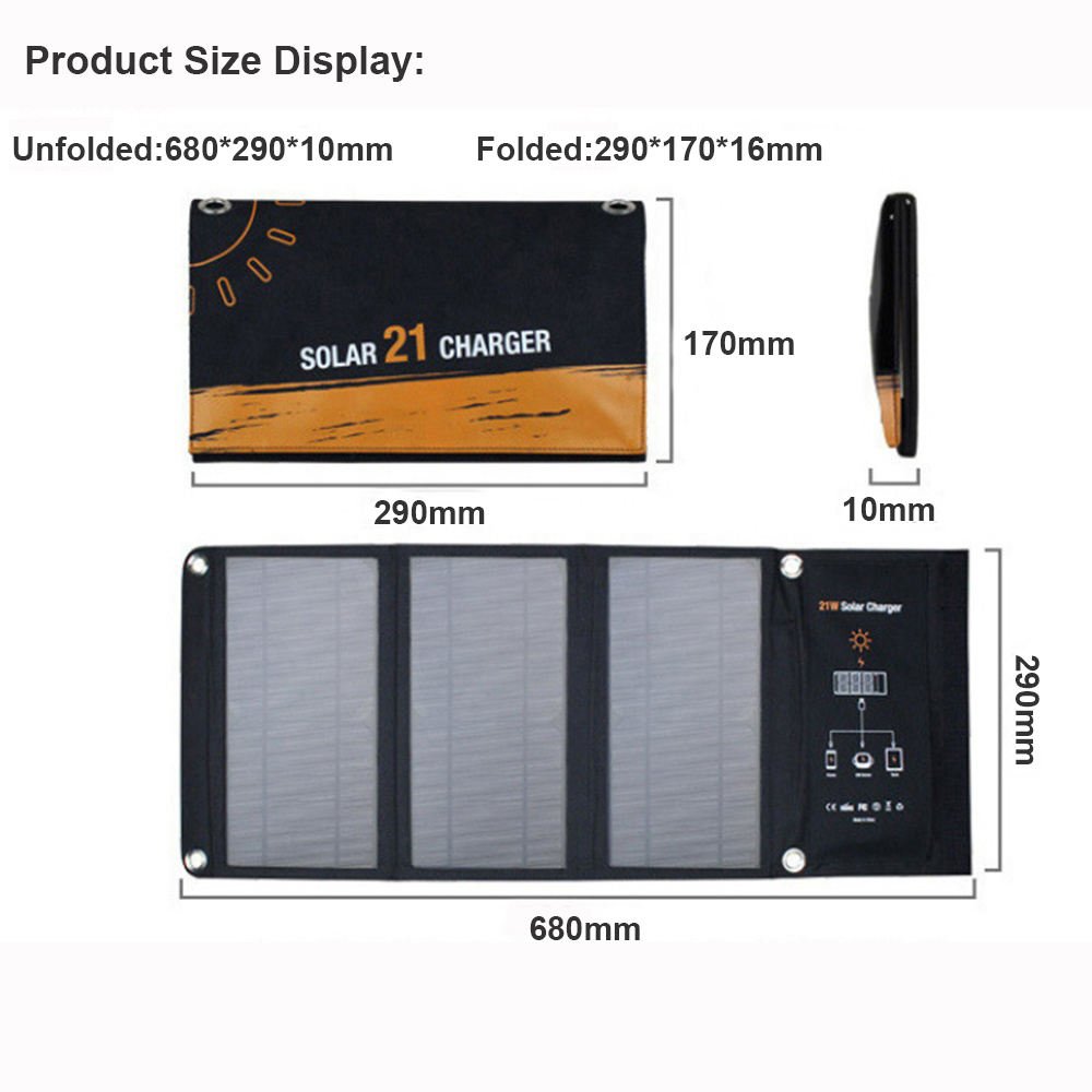 Foldable Solar Charger Portable Mobile Charger Phone Solar Panel Power Solar Charger For Cell Phone Laptop