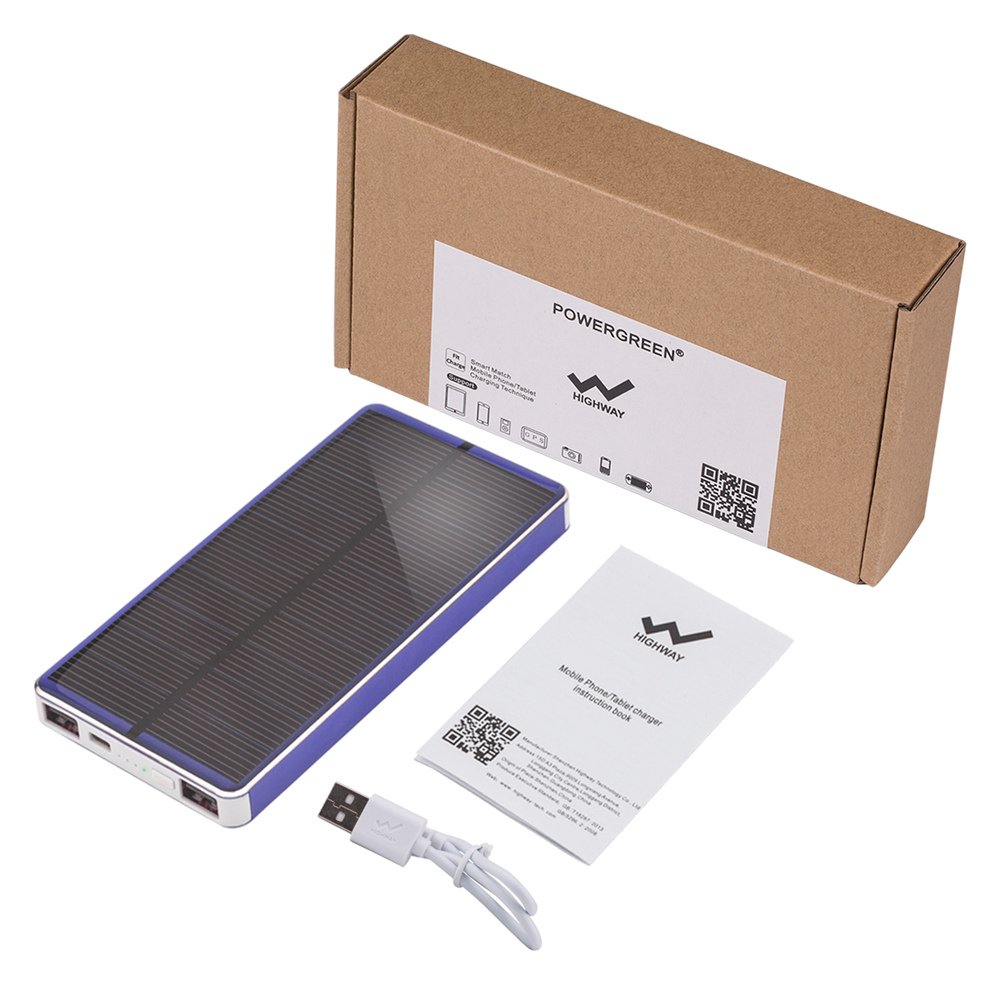 Portable Slim Waterproof Portable Solar Charger Power Bank High Efficiency 10000 Mah Li-polymer Battery 10000mah Micro USB 5V 2A