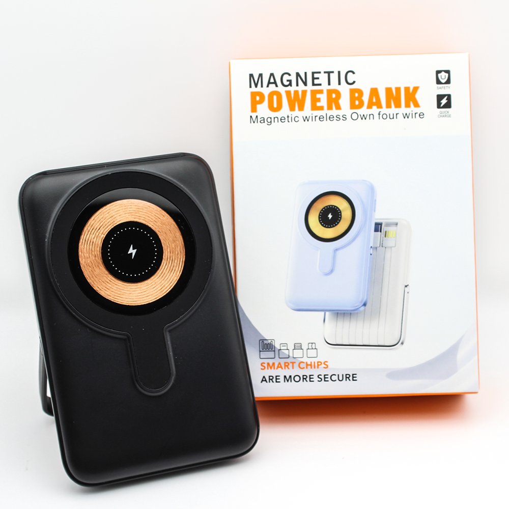 2024 New YM-881 Fast Charging Portable Power Bank 10000mAh Wireless Charger Mini Magnetic Power bank With Stand And Cable
