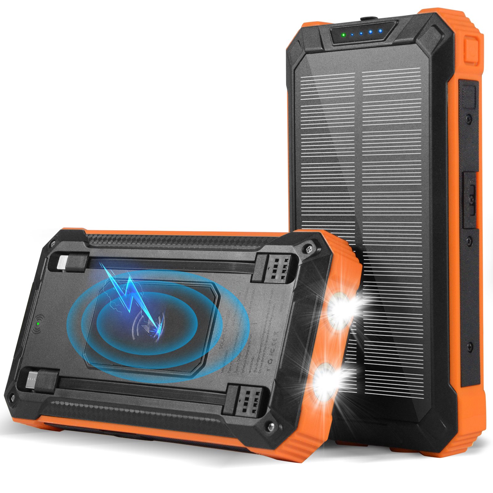 Manufacturers offer wholesale portable 20000mAh large capacity wireless solar charging treasure cable fast mobile phone charger