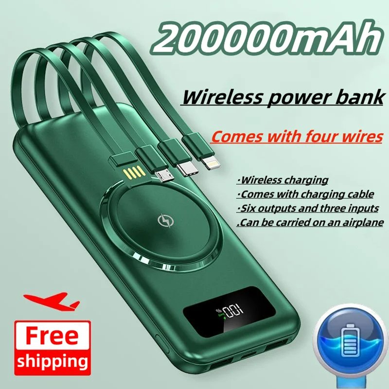 2024 New Arrivals Hot Selling Product Mini Transparent Magnetic Wireless Power Bank 10000mah With Built-in Cables