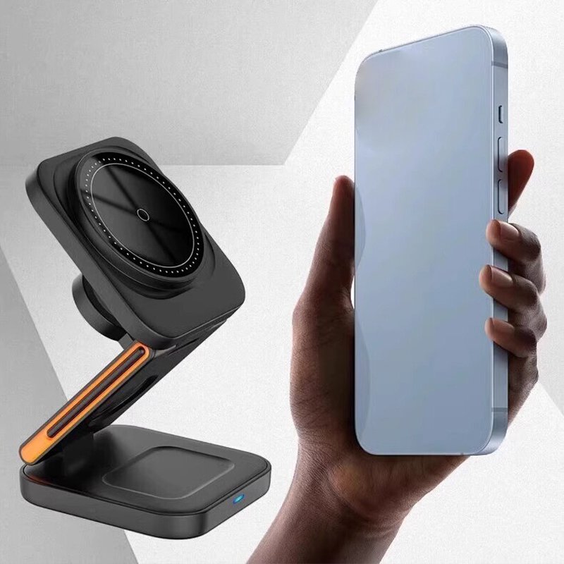 2024 High Quality Foldable&Magnetic 3 in 1 Wireless Charger OEM/ODM Portable Magnetic Phone Holder for Electronic Gift Sets