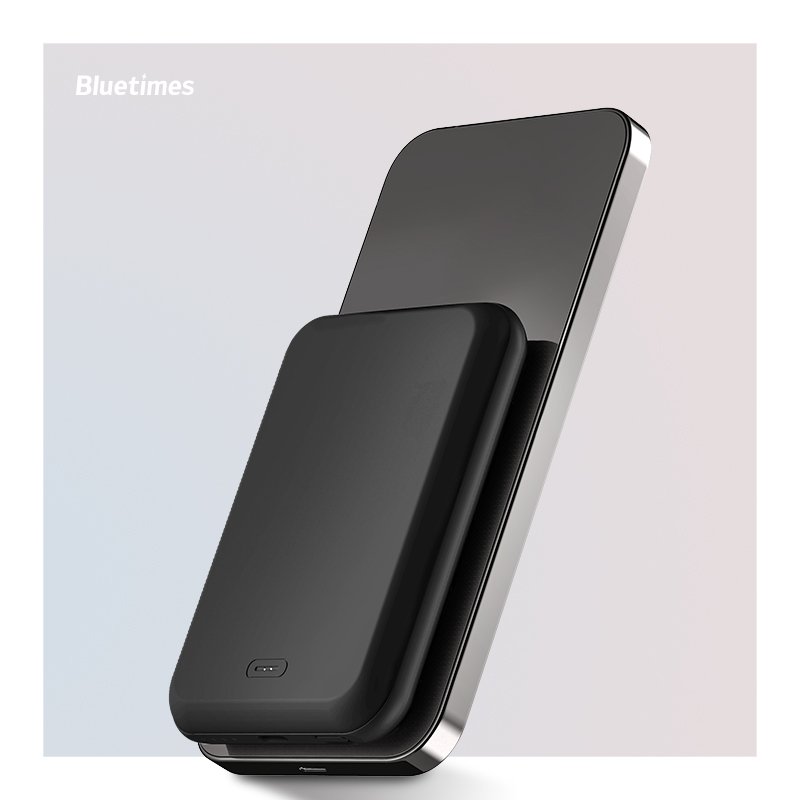 Bluetimes 5000mAh Ultra Compact Magnetic Power Bank, 10W Wireless Magnetic Charger, Magnetic Battery Pack