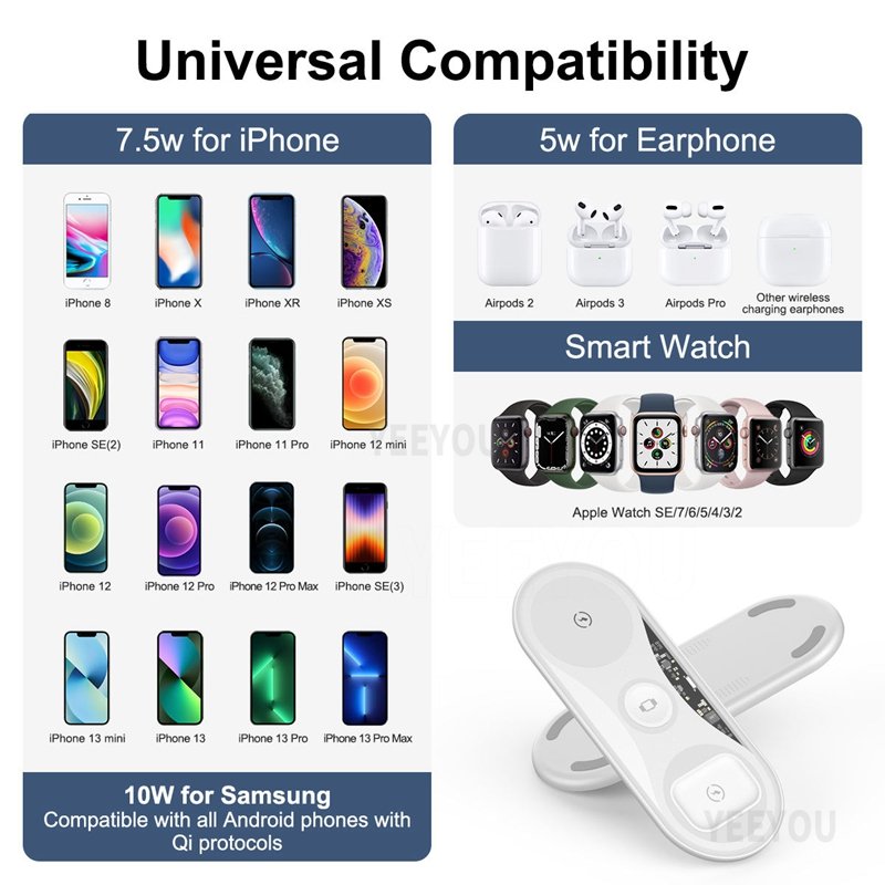 Multi-function 3 In 1 15W Docks Wireless Charger Hold Mobile Phone Stand Usb Fast Charging For i Phone iWatch Air-pods Earphones