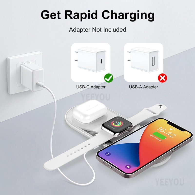 Multi-function 3 In 1 15W Docks Wireless Charger Hold Mobile Phone Stand Usb Fast Charging For i Phone iWatch Air-pods Earphones