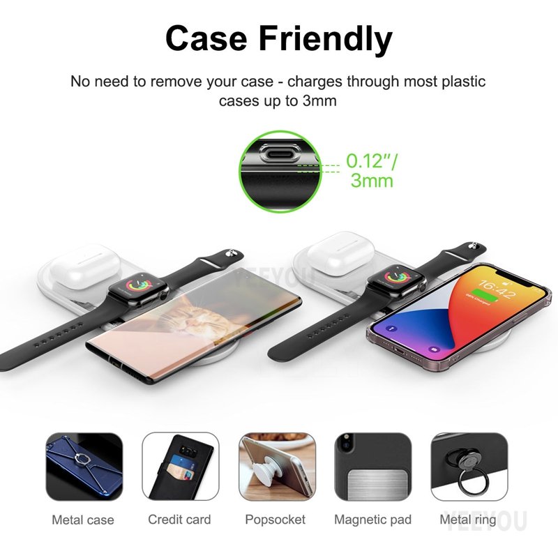 Multi-function 3 In 1 15W Docks Wireless Charger Hold Mobile Phone Stand Usb Fast Charging For i Phone iWatch Air-pods Earphones