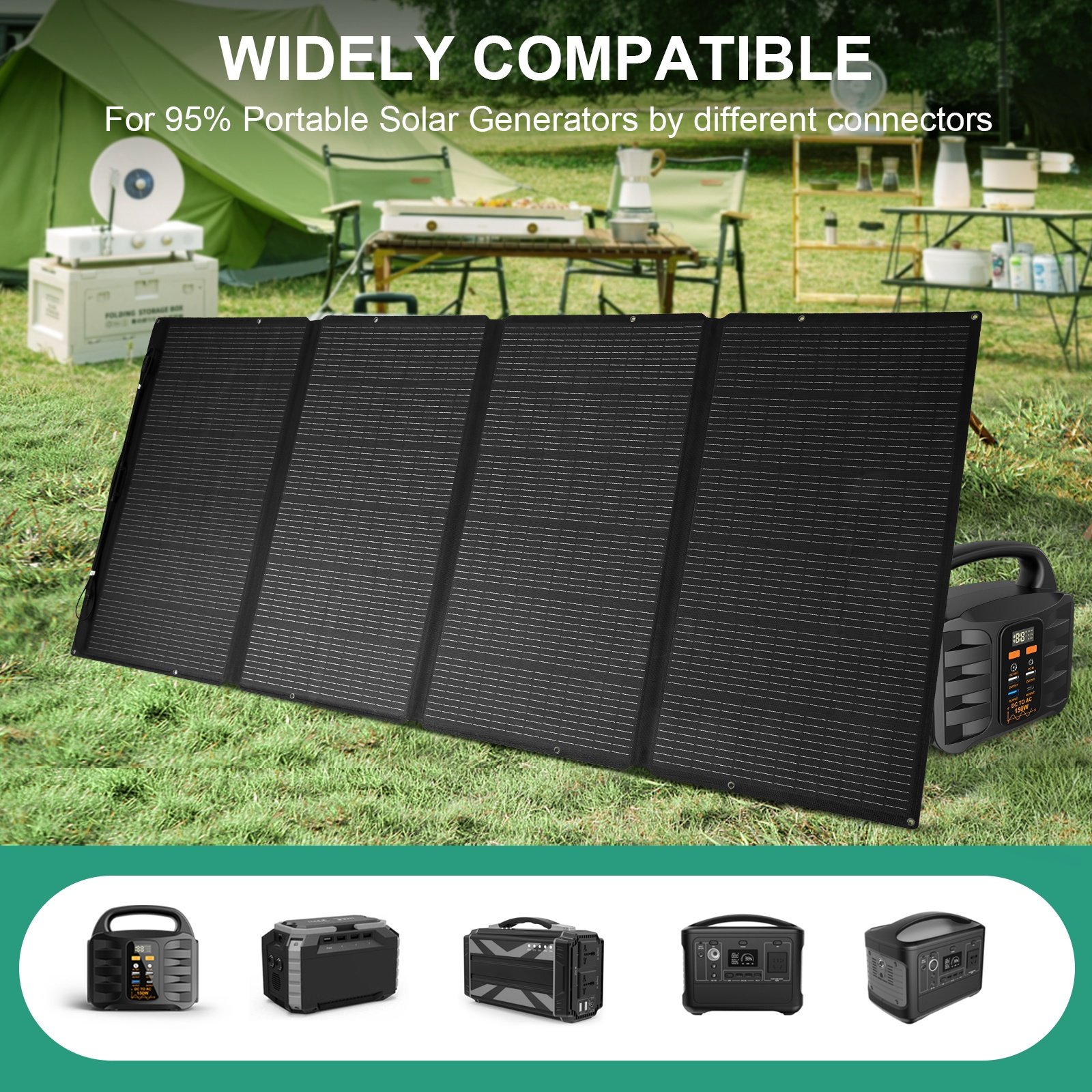 Solar Outdoor 490W Mono PV Camping Solar Charger Monocrystalline Folding Foldable Portable Solar Panel