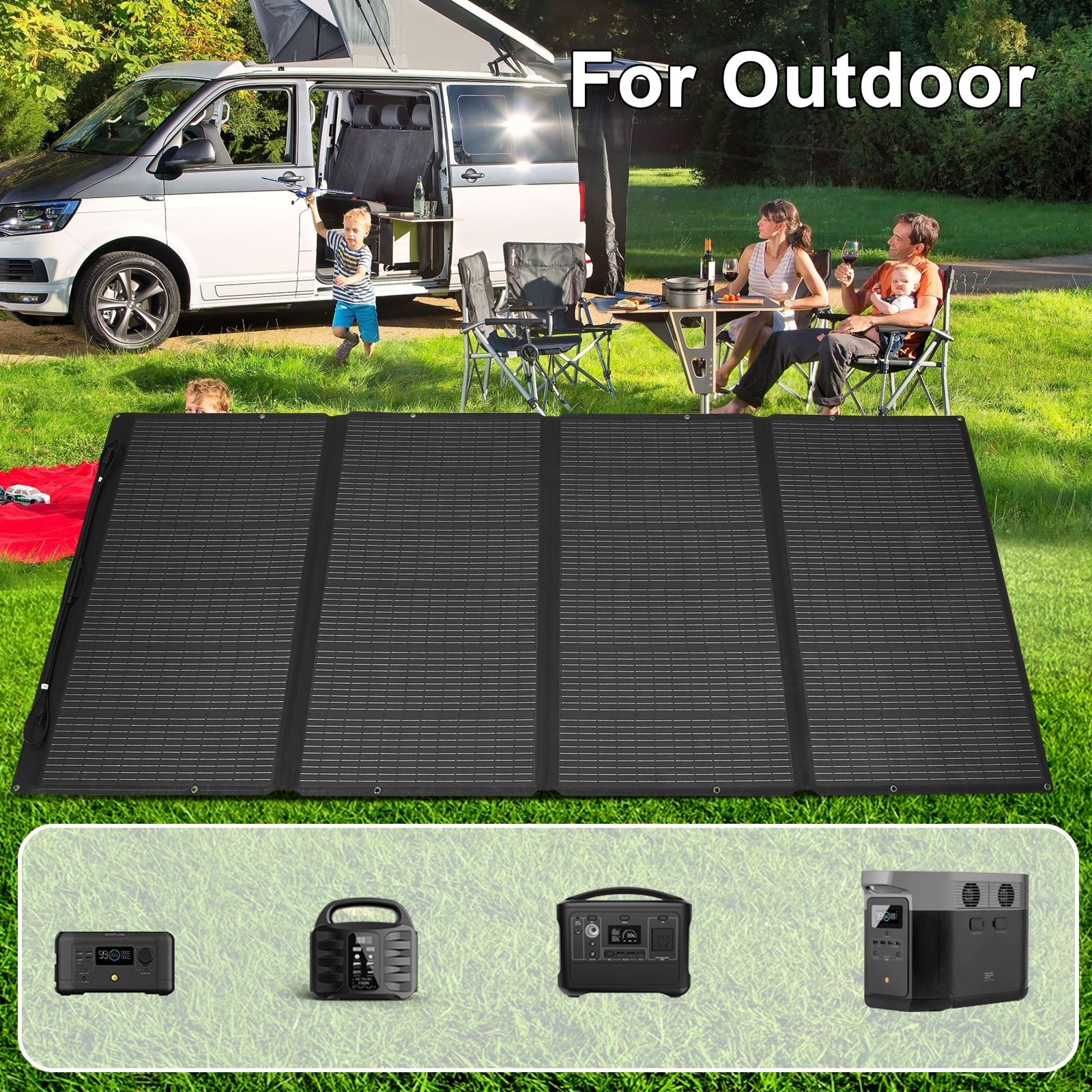 Solar Outdoor 490W Mono PV Camping Solar Charger Monocrystalline Folding Foldable Portable Solar Panel