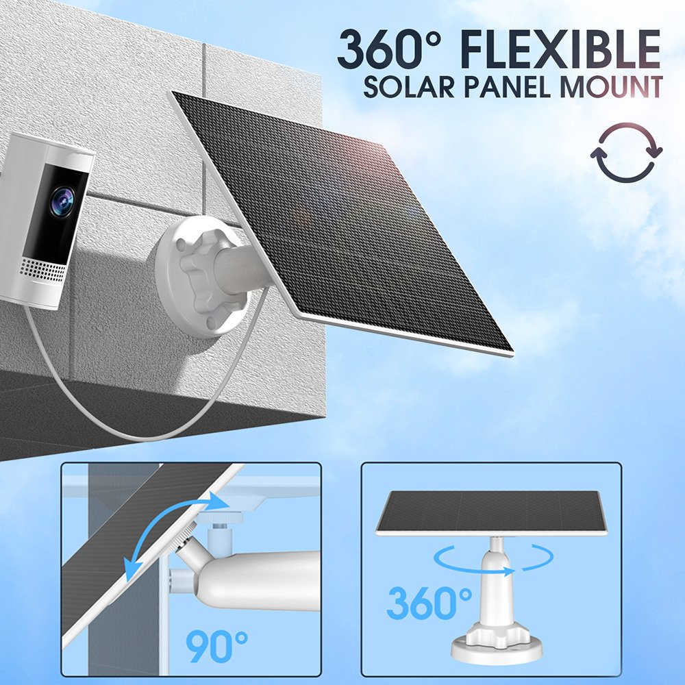 EBL Waterproof IP65 Home Use 5V 5W Portable Security Camera Solar Charger Solar Panel For Ring Outdoor Camera
