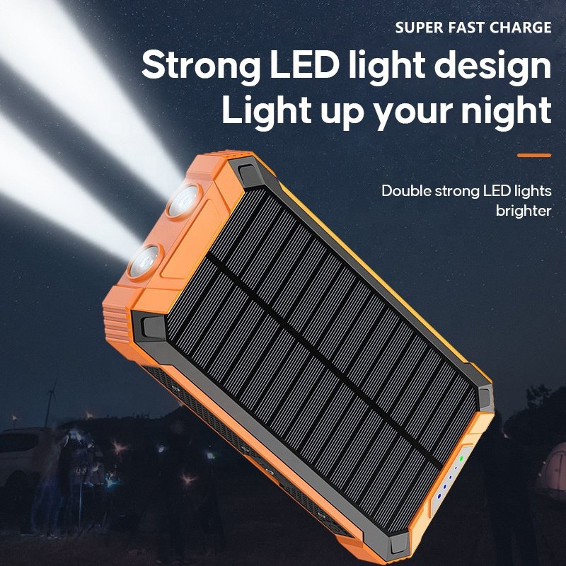 2024 New Design Camping Outdoor Power Bank With Built In Cables Solar Charger Solar Power Bank 30000mah