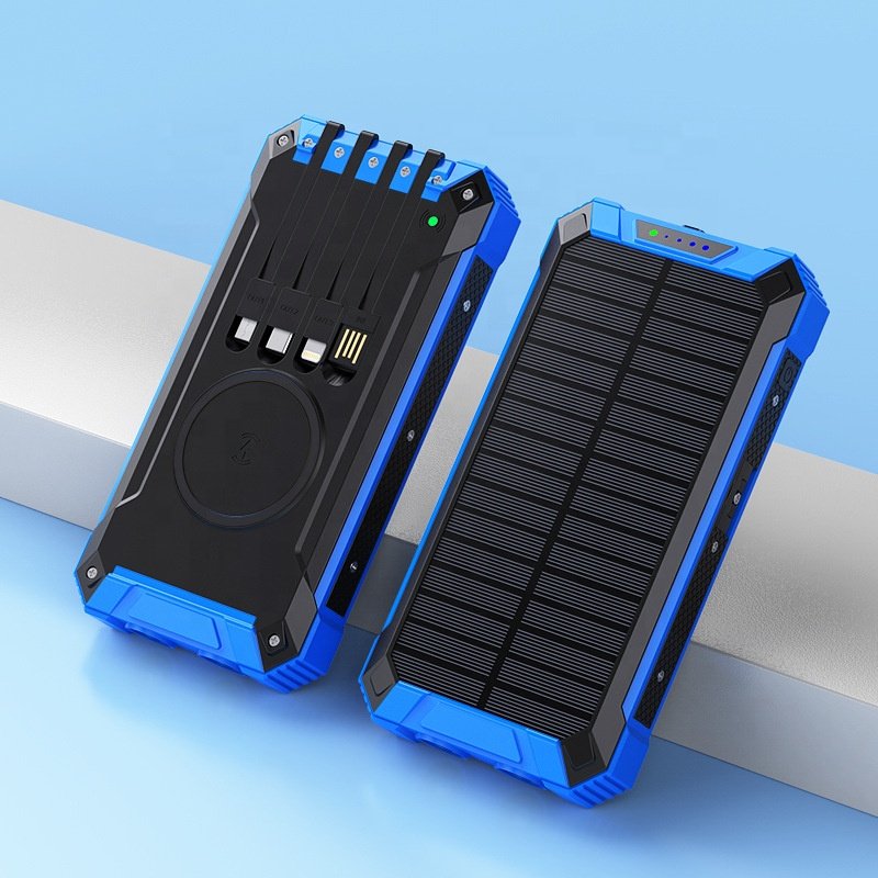 2024 New Design Camping Outdoor Power Bank With Built In Cables Solar Charger Solar Power Bank 30000mah