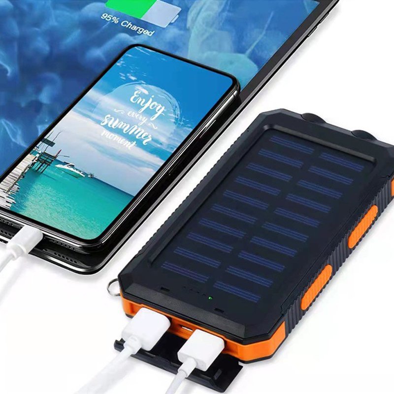 Portable 20000mAh Mobile Cell Phone Ultra Slim Power Bank Solar Charger with Dual USB Solar Power Bank 10000mah