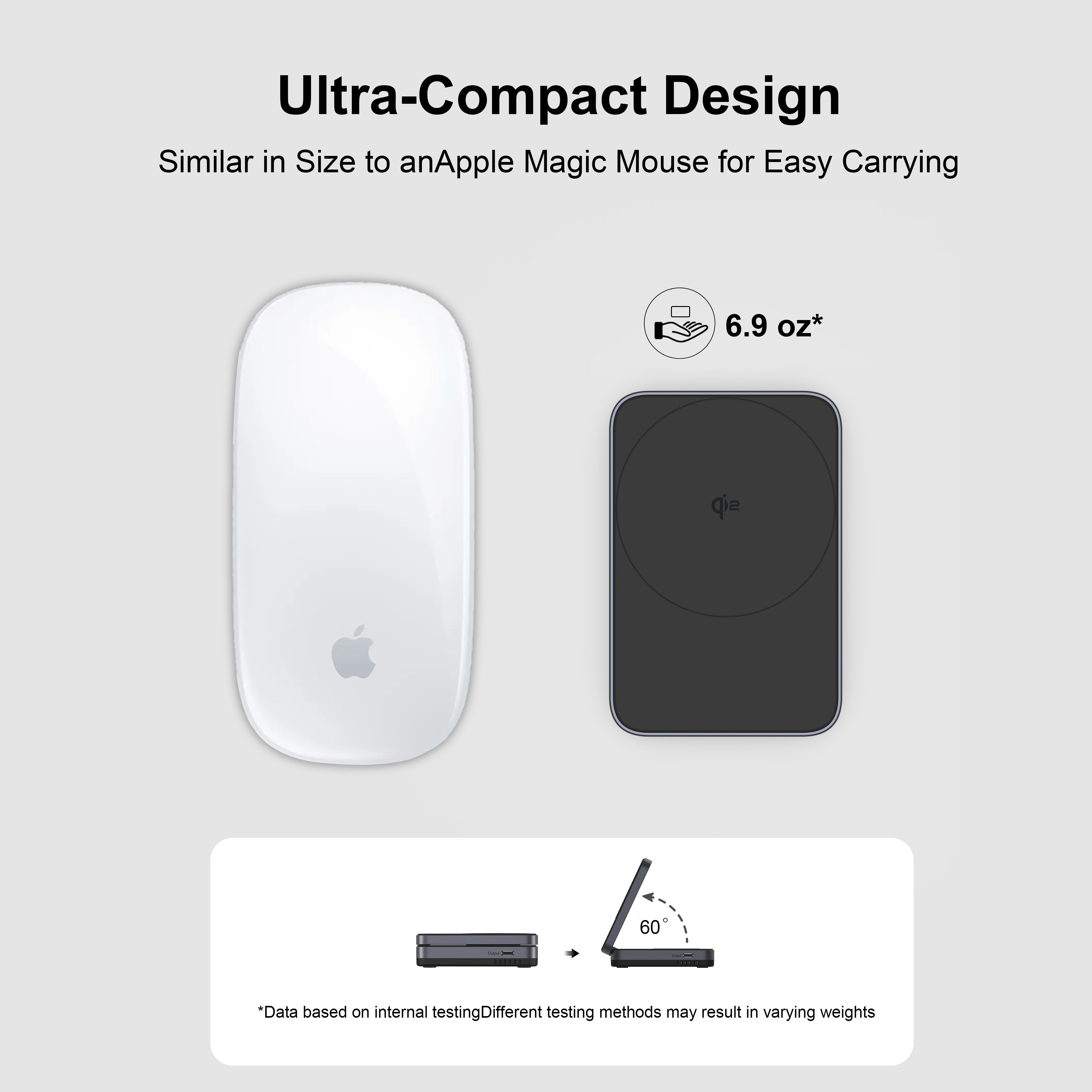 M29 Mini Size Aluminum Alloy+ABS 2 in 1 Qi2 Foldable Magnetic Wireless Charger