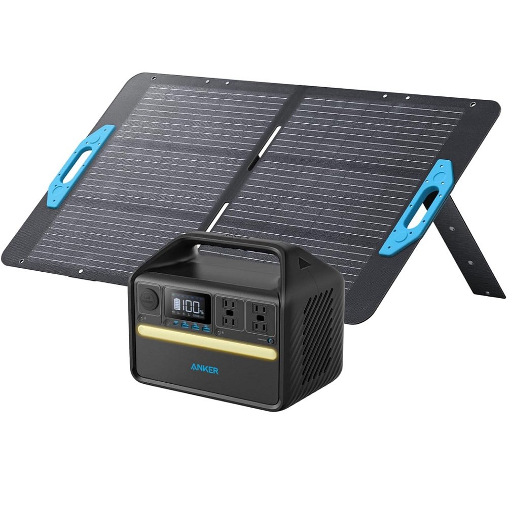 New Anker 535 Solar Generator, Powerhouse 512Wh with 100W Solar Panel, Power Station with LiFePO4, 4 x 110V AC Outlets