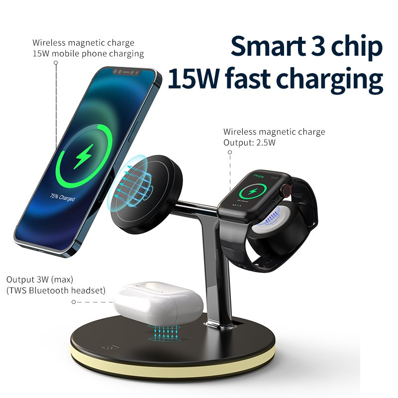 Trending Product 15W 10W Portable Fast Charger Station 3 In 1 Wireless Charger