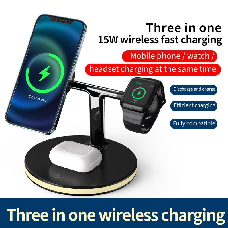 Trending Product 15W 10W Portable Fast Charger Station 3 In 1 Wireless Charger