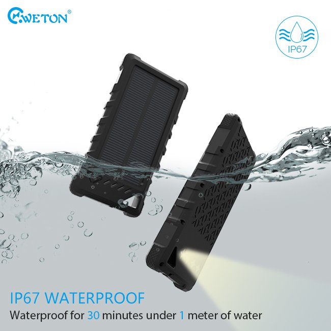 Hot Selling Thin Waterproof Portable Solar Powerbank 16000mAh Charger Power Bank Flash Light Solar Power Banks Charger